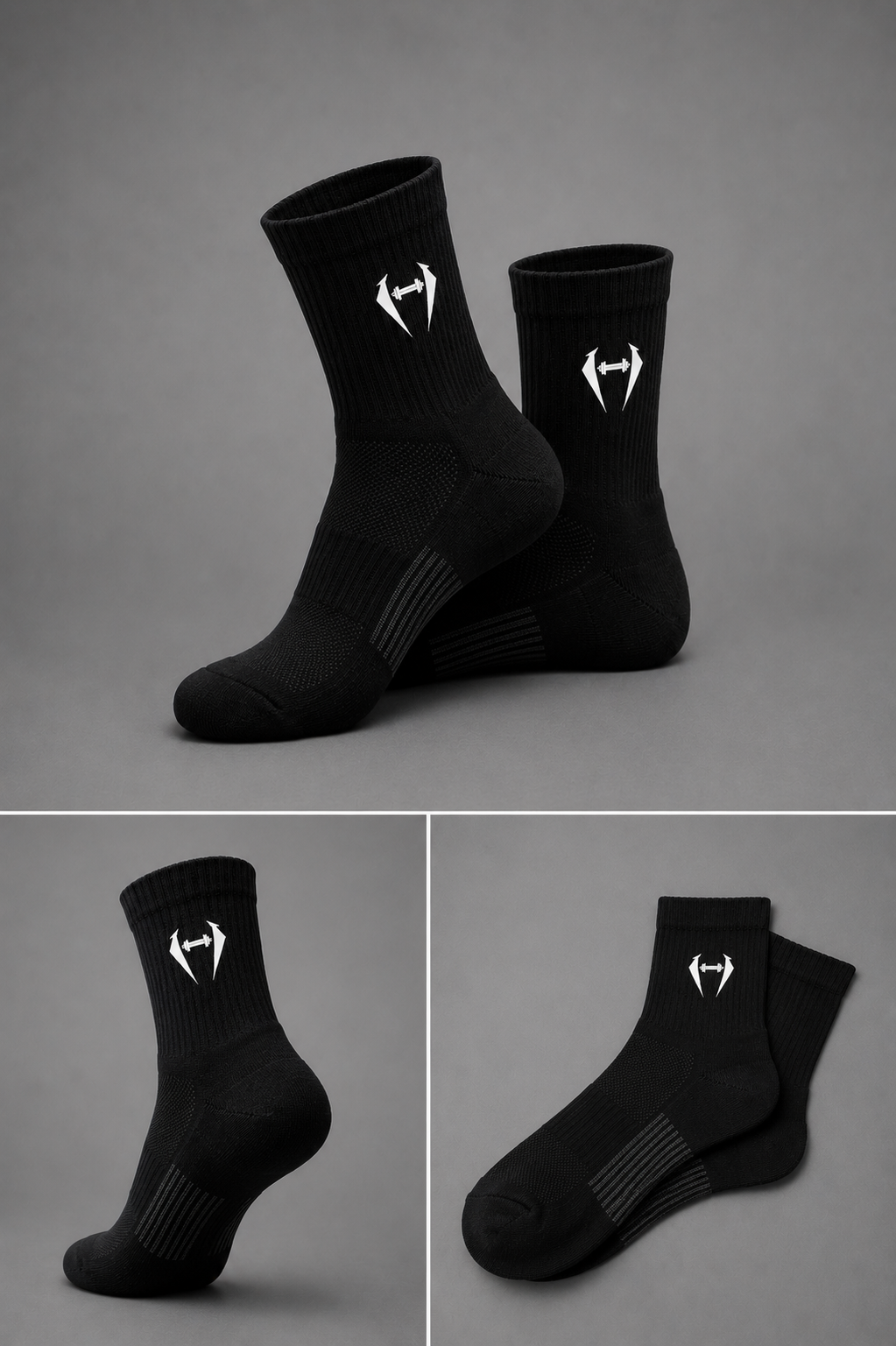 Performance Crew Sports Socks – Black | Cushioned Athletic Training Socks