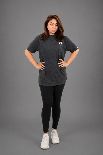 Women's Premium Plain Cotton T-Shirt – Dark Charcoal Crew Neck Casual Tee