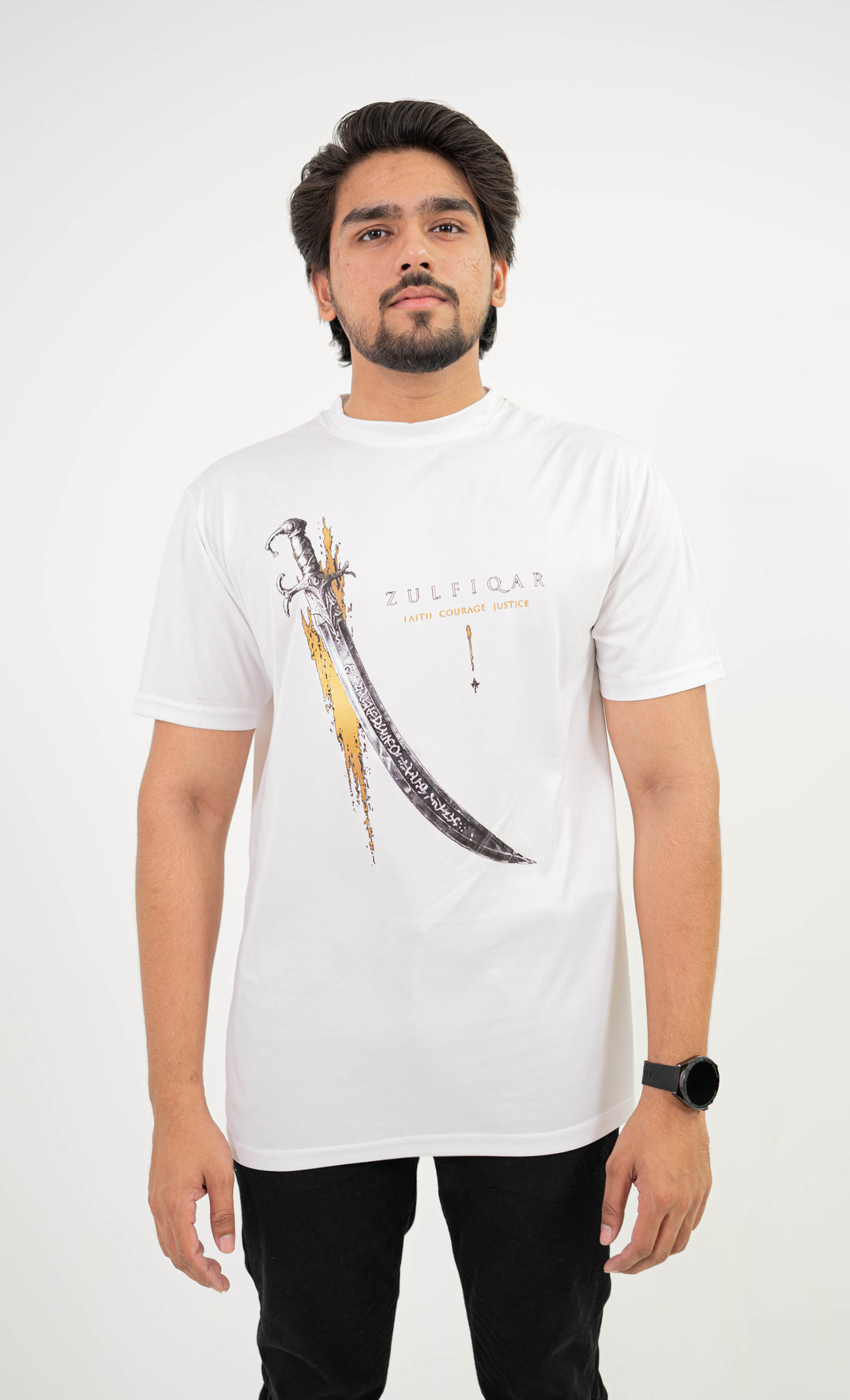 The Zulfiqar Legacy Tee | Premium White Graphic T-Shirt for Men