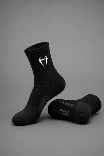 Performance Crew Sports Socks – Black | Cushioned Athletic Training Socks